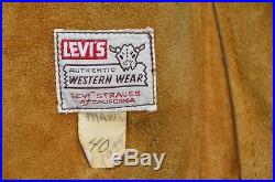 Vtg Levi Western Wear Short Horn Big E Trucker Jacket 40 Leather Buckskin Suede