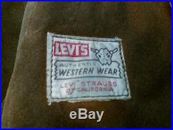 Vtg Levi Western Wear Short Horn Big E Trucker Jacket M Leather Buckskin Suede