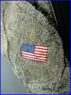 Vtg Mens Western Cowboy LEATHER SHEEPSKIN Shearling Bomber Jacket Coat USA