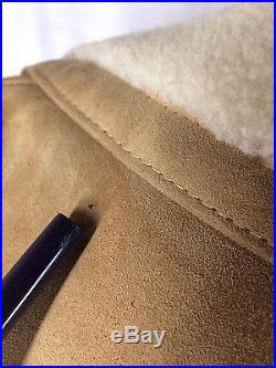 Vtg Neiman Marcus Sheepskin Shearling Suede Leather Wool Coat Western Jacket
