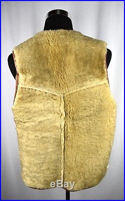 Vtg Overland Sheepskin Co. Leather Shearling Western Ranch Jacket Coat Vest S M