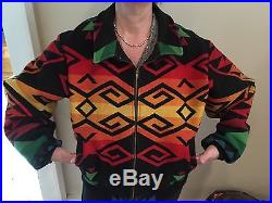 Vtg PENDLETON Multi Color Western Wear Navajo Full Zip Wool Jacket Size XL Men's