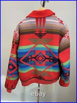 Vtg Pendleton High Grade Western Wear M Wool Bomber Jacket Coat Southwest Aztec