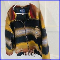 Vtg Pendleton Jacket Southwestern Aztec Wool Western USA Men's XXL Coat Serape