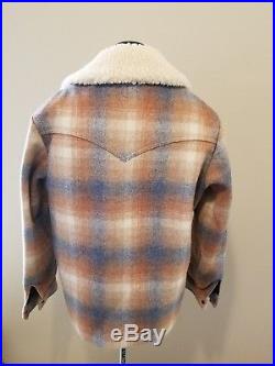 Vtg Pendleton Men's High Grade Western Wear Plaid Wool Blanket Jacket Coat SZ M