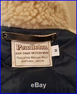Vtg Pendleton Men's High Grade Western Wear Plaid Wool Blanket Jacket Coat SZ M