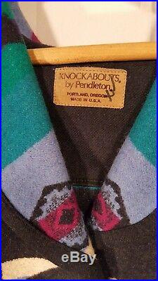 Vtg Pendleton Western Wool Blanket Womens Jacket Coat Sz L Knockabouts