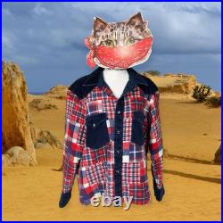 Vtg Plaid Flannel Corduroy Western Jacket Camp Hippie Country Rockabilly Grunge