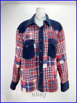 Vtg Plaid Flannel Corduroy Western Jacket Camp Hippie Country Rockabilly Grunge