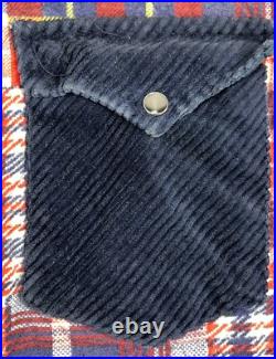 Vtg Plaid Flannel Corduroy Western Jacket Camp Hippie Country Rockabilly Grunge