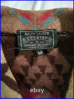 Vtg Ralph Lauren Country / Indian Southwestern Aztec Blanket Coat Jacket Sz M