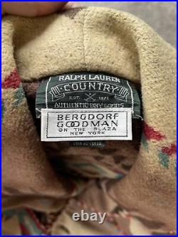 Vtg Ralph Lauren Country / Indian Southwestern Aztec Blanket Coat Jacket Sz S
