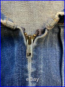 Vtg Rare Wrangler's 60s Men's Size 36 Zip-Up Denim Trucker Western Jean Jacket