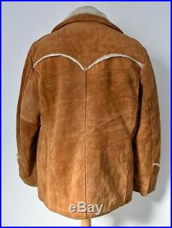 Vtg SCHOTT Suede Leather Sherpa Lined Western RANCHER Coat Jacket Marlboro 46
