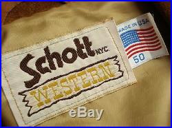 Vtg SCHOTT WESTERN Suede Leather Fringe Ranch Jacket Coat USA Sz 50