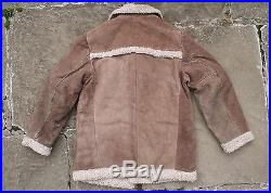 Vtg Schott Bros Suede Leather Sherpa Lined Western Rancher Coat Jacket Small