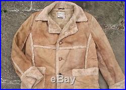 Vtg Schott Mouton Sheepskin Shearling Leather Western Rancher Coat Jacket 44