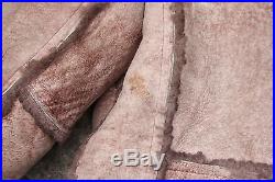 Vtg Schott Mouton Sheepskin Shearling Leather Western Rancher Coat Jacket Size 8