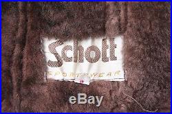 Vtg Schott Mouton Sheepskin Shearling Leather Western Rancher Coat Jacket Size 8