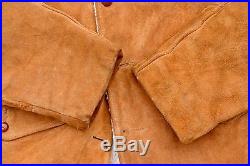 Vtg Schott Suede Leather Sherpa Lined Western Rancher Coat Jacket USA 38/40