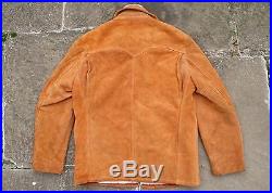 Vtg Schott Suede Leather Sherpa Lined Western Rancher Coat Jacket USA 38/40