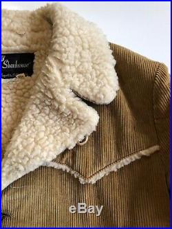 Vtg Shanhouse Mens Sherpa Lined Western Style Corduroy Barn Coat Sz 46R Jacket