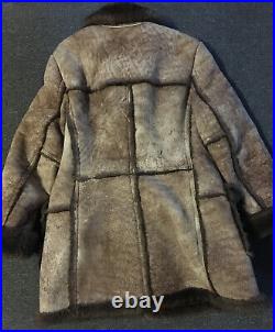 Vtg Sheepskin Shearling Coat Jacket 42 Rancher Cowboy Western Fur Marlboro Man