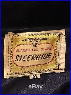 Vtg Steerhide Blue Leather Rancher Chore Cowboy Western Men Medium Jacket Coat