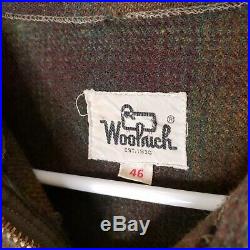 Vtg WOOlRICH HUNTING Men's MACKINAW Wool Brown Green Plaid Zip Jacket Coat Sz 46