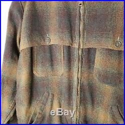 Vtg WOOlRICH HUNTING Men's MACKINAW Wool Brown Green Plaid Zip Jacket Coat Sz 46