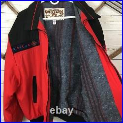 Vtg Western Frontier Coat Mens Size 3x Red Black Aztec Lined Warm