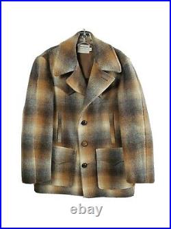 Vtg endleton High Grade Western Wear Jacket Coat Mens Size 40 Plaid Beige/Brown