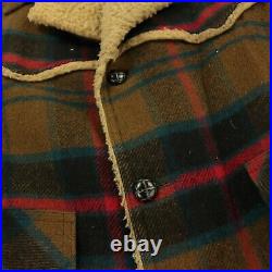 Vtg usa made WOOLRICH wool over coat sz 46 lined plaid western jacket heavy