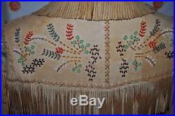 WESTERN vintage BROWN LEATHER WOMEN'S Small fringe coat Indian beaded Nez Perce
