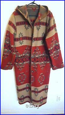 WOOLRICH RED M southwest blanket coat western native american Pendleton style