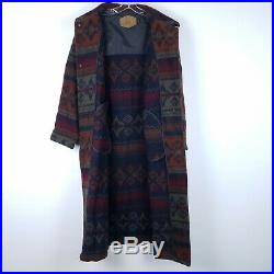 WOOLRICH Womens size M Long Navajo Nordic Coat Wool Blanket Jacket Southwest USA