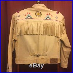 WOW VTG Womens Ralph Lauren Hand Beaded Leather Western Jacket Large