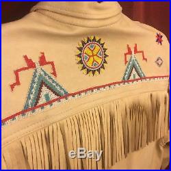 WOW VTG Womens Ralph Lauren Hand Beaded Leather Western Jacket Large