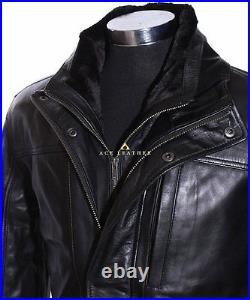 Washington Black Mens Casual Style Real Soft Lambskin Nappa Leather Coat