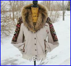 Western Double D Ranch Ranchwear Faux Fur Trim Parka Embroidered Jacket NWOT XL