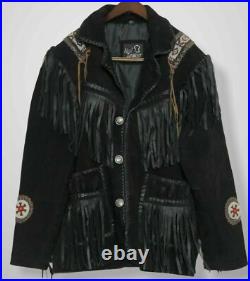 Western Jacket Native American Suede Leather Fringes & Beads Work Jacket Western Jacket Native American Suede Leather Fringes & Beads Work Jacket