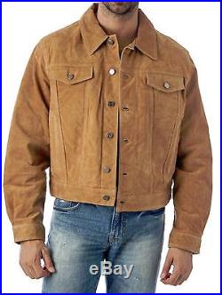 Western Jean Style Suede Leather Shirt Jacket- Reed Since 1950 Premium Label