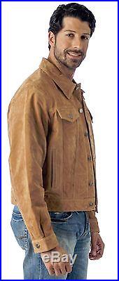Western Jean Style Suede Leather Shirt Jacket- Reed Since 1950 Premium Label