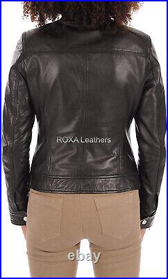 Western Look Ladies Genuine Sheepskin 100% Leather Jacket Basic Casual Wear Coat