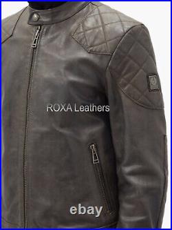 Western Look Men New Genuine Lambskin 100% Leather Jacket Bike Riding Coat