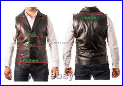 Western Look Men's Genuine NAPA Natural Leather Waist Jacket Burgundy Vest Coat