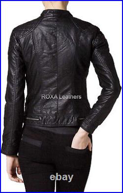 Western Look Women Authentic Lambskin Pure Leather Jacket Black Fashionable Coat