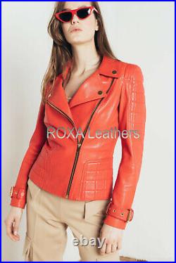 Western Look Women HOT Genuine Lambskin Real Leather Jacket Quilted Outwear Coat
