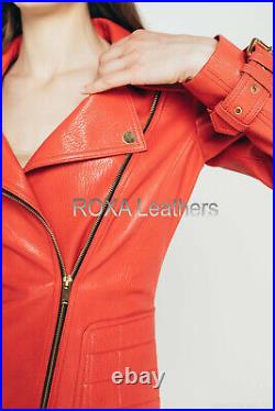 Western Look Women HOT Genuine Lambskin Real Leather Jacket Quilted Outwear Coat