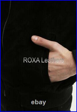Western Men Black Genuine Suede Real Leather Jacket Bomber Casual Wear Zip Coat